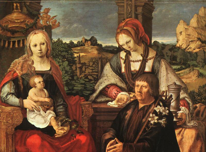 Lucas van Leyden Madonna and Child with Mary Magdalene and a Donor Sweden oil painting art